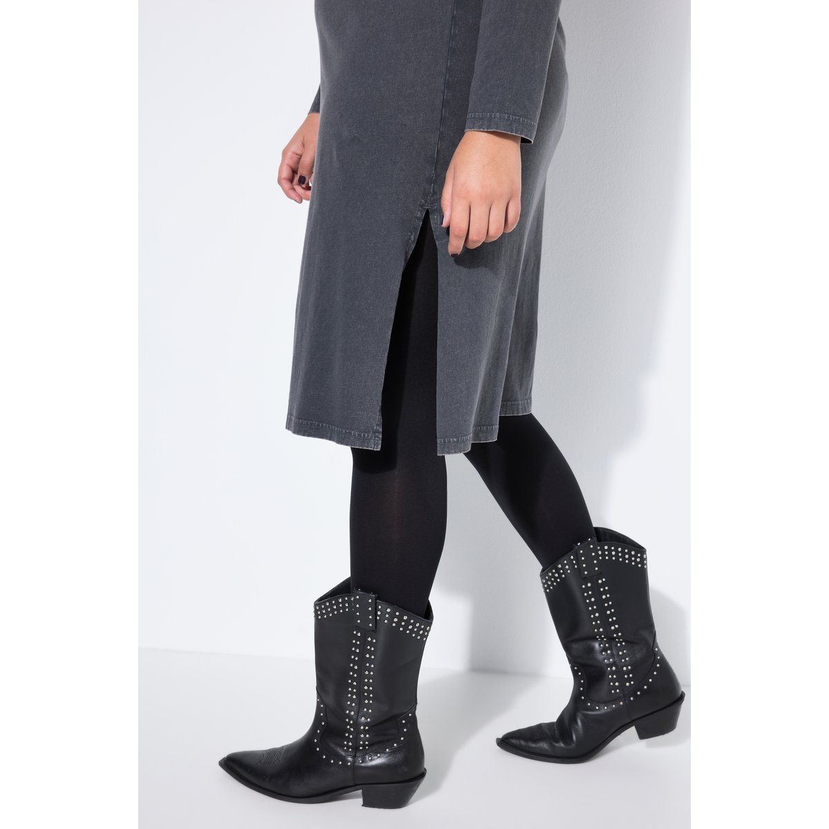 Robe midi en jersey chiné anthracite, STUDIO UNTOLD