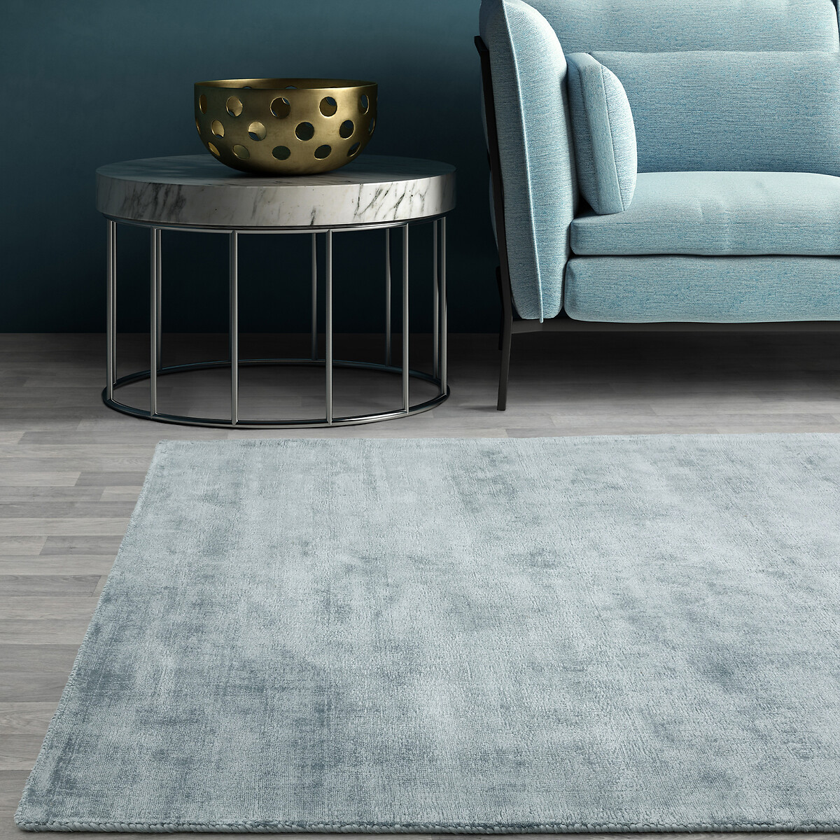 Distressed Hand Woven Viscose Rug blue, SO'HOME