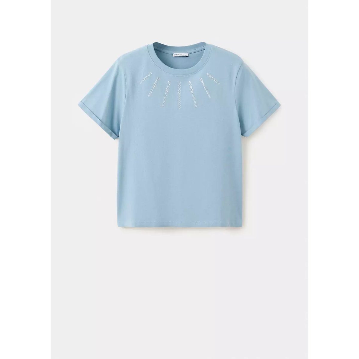 T-shirt coton à strass bleu, MANGO TEEN