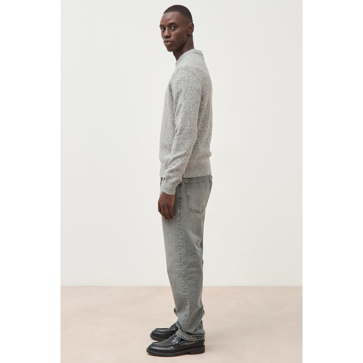 Pull droit tweed manches longues gris, BONOBO