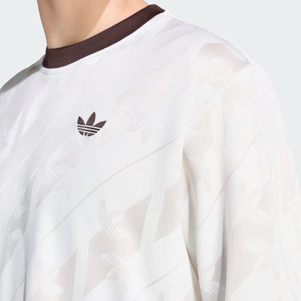 Maillot Manches Longues Jacquard Trefoil cloud white, adidas Originals