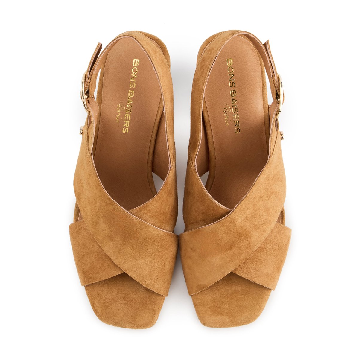 Sandales à Talons En Cuir Claudia Cuir Suede suede camel, BONS BAISERS