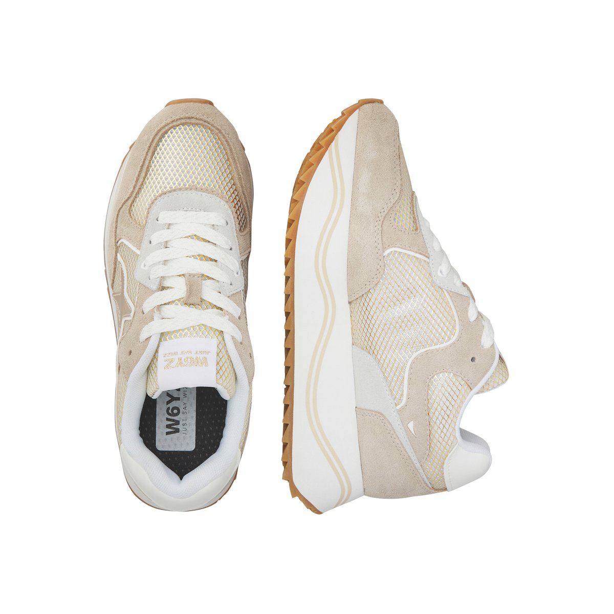 Sneakers en daim et tissu technique DEVA W. rose poudré-blanc, W6YZ