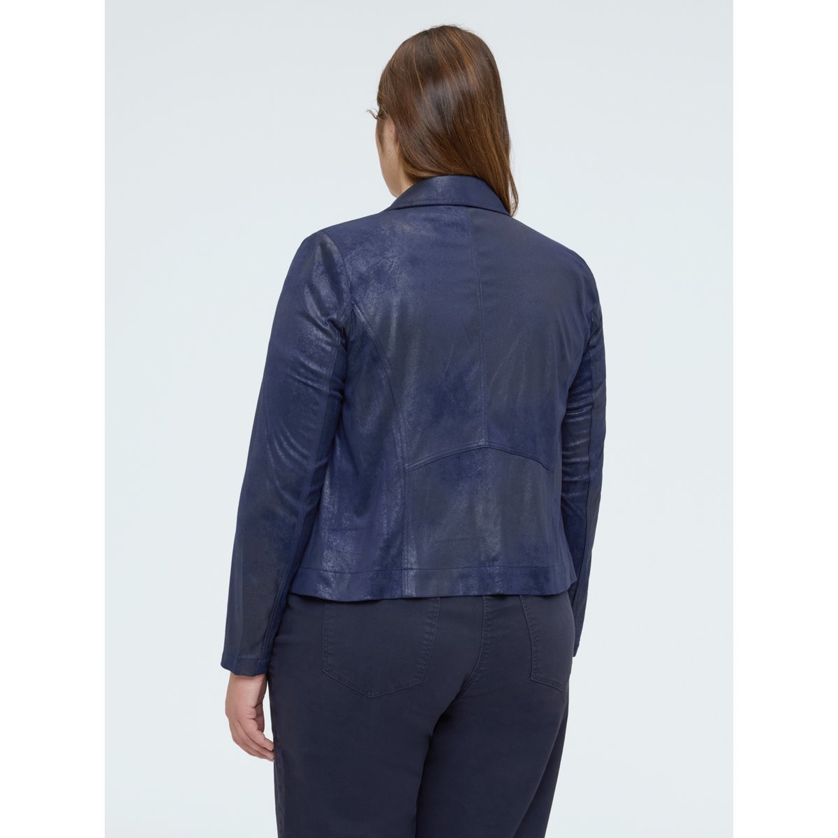 Veste de motard avec fermeture éclair asymétrique bleu, FIORELLA RUBINO