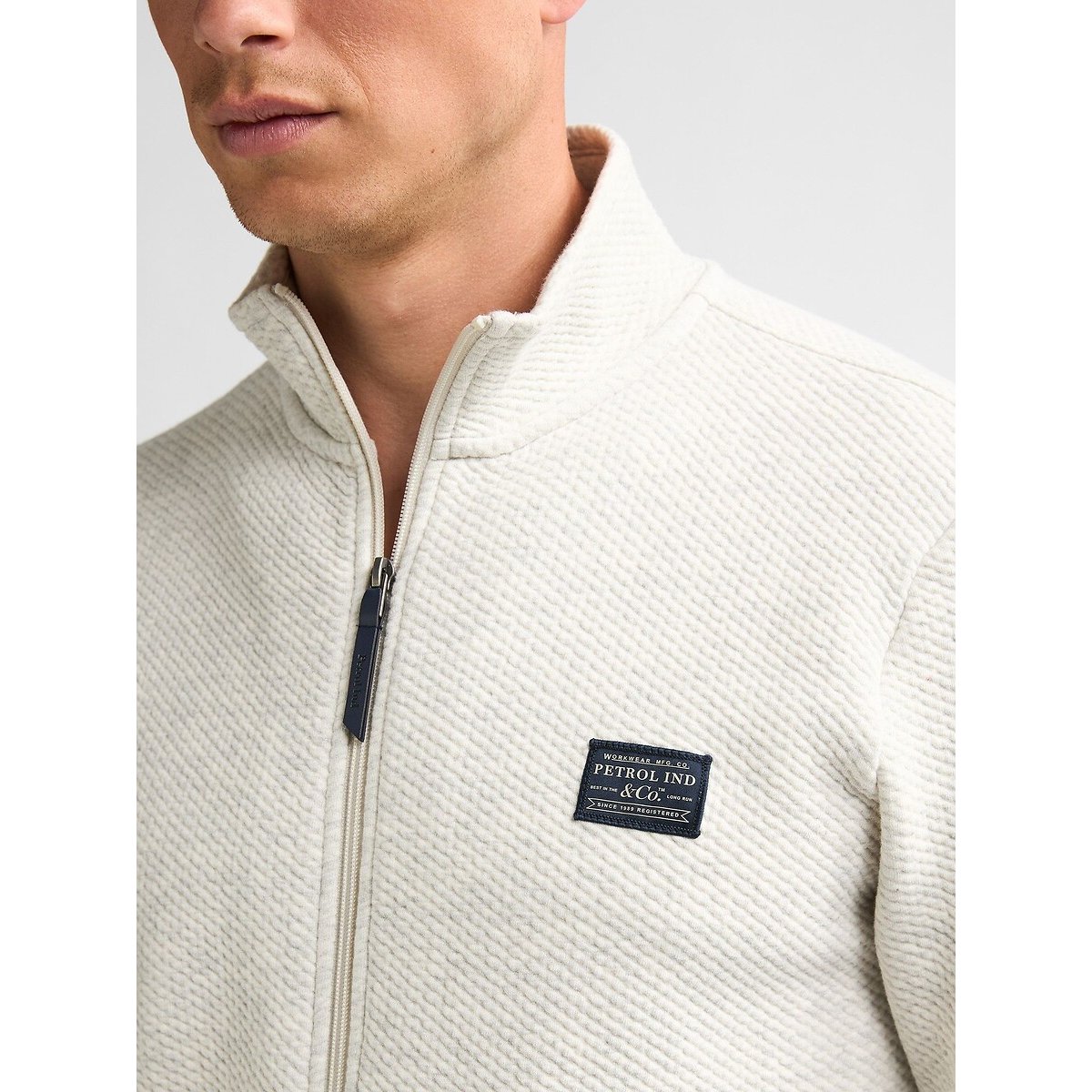 Sweat zippé col montant ecru chiné, PETROL INDUSTRIES