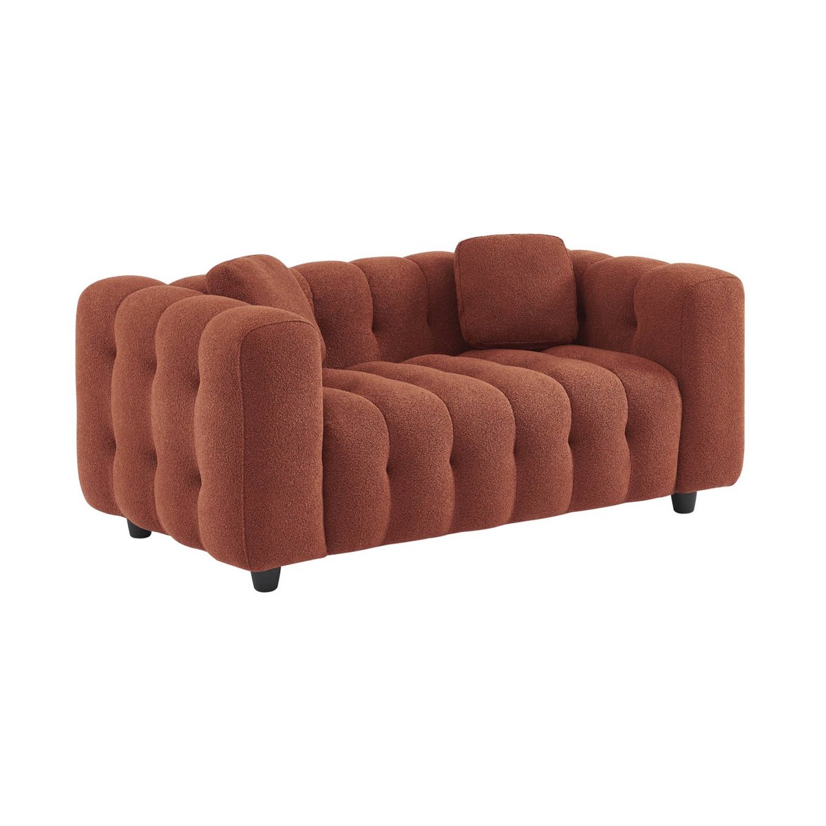 Canapé 2 places bouclette texturée capitonnée LEON terracotta, SWEEEK
