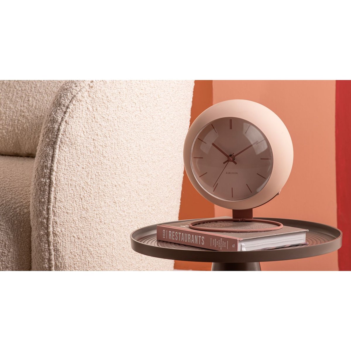 Horloge à poser design industriel NIRVANA GLOBE beige, PRESENT TIME