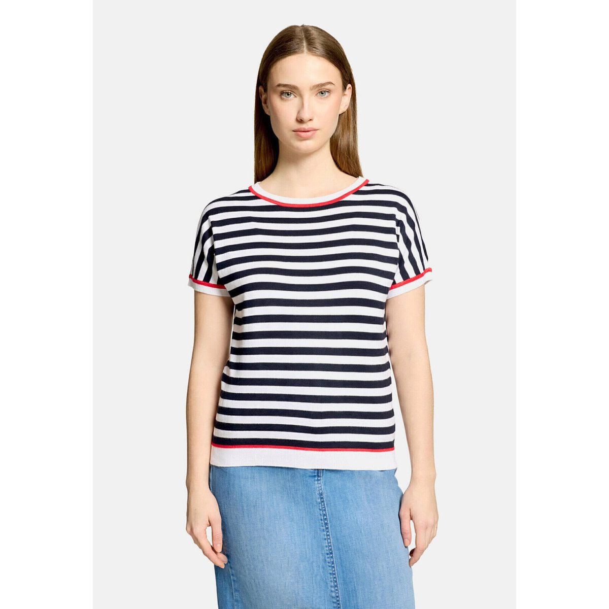 Pull-over en maille à rayures patch dark blue/red, BETTY BARCLAY