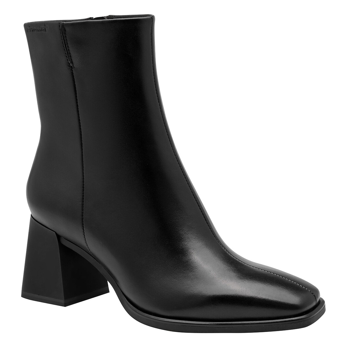 Botines de piel con tacón, punta cuadrada negro, TAMARIS