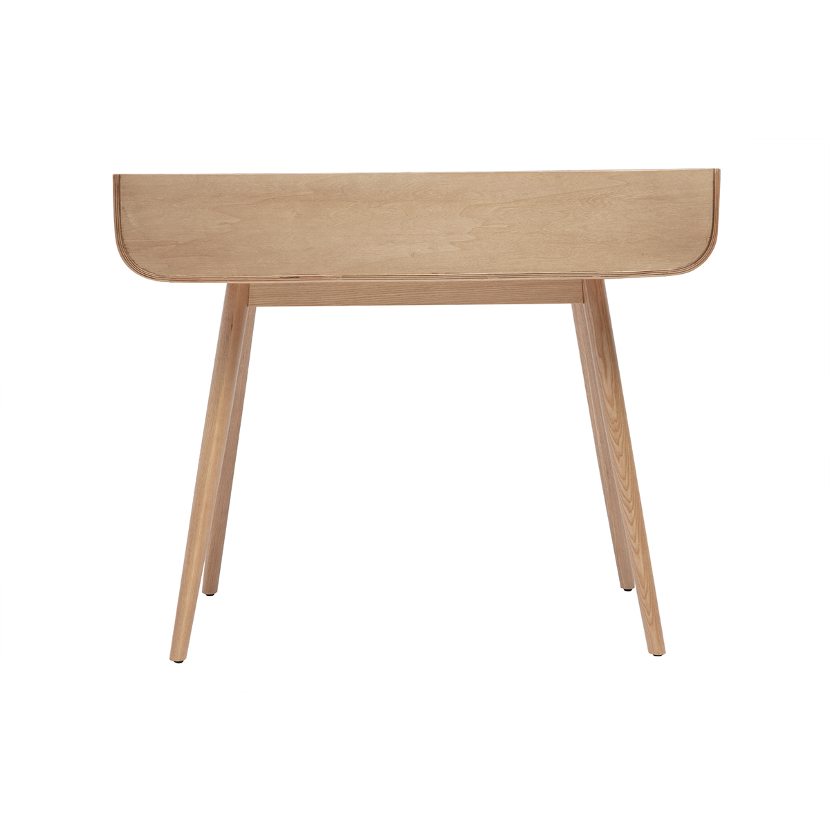 Bureau scandinave bois foncé avec rangements 2 tiroirs L100 cm HALLEN frêne, MILIBOO