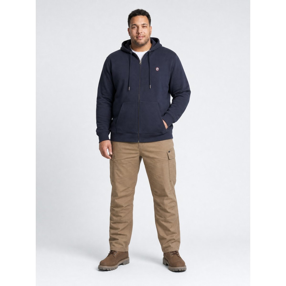 Sweat à capuche zippé en coton grande taille pinewood bleu royal navy, PETROL INDUSTRIES
