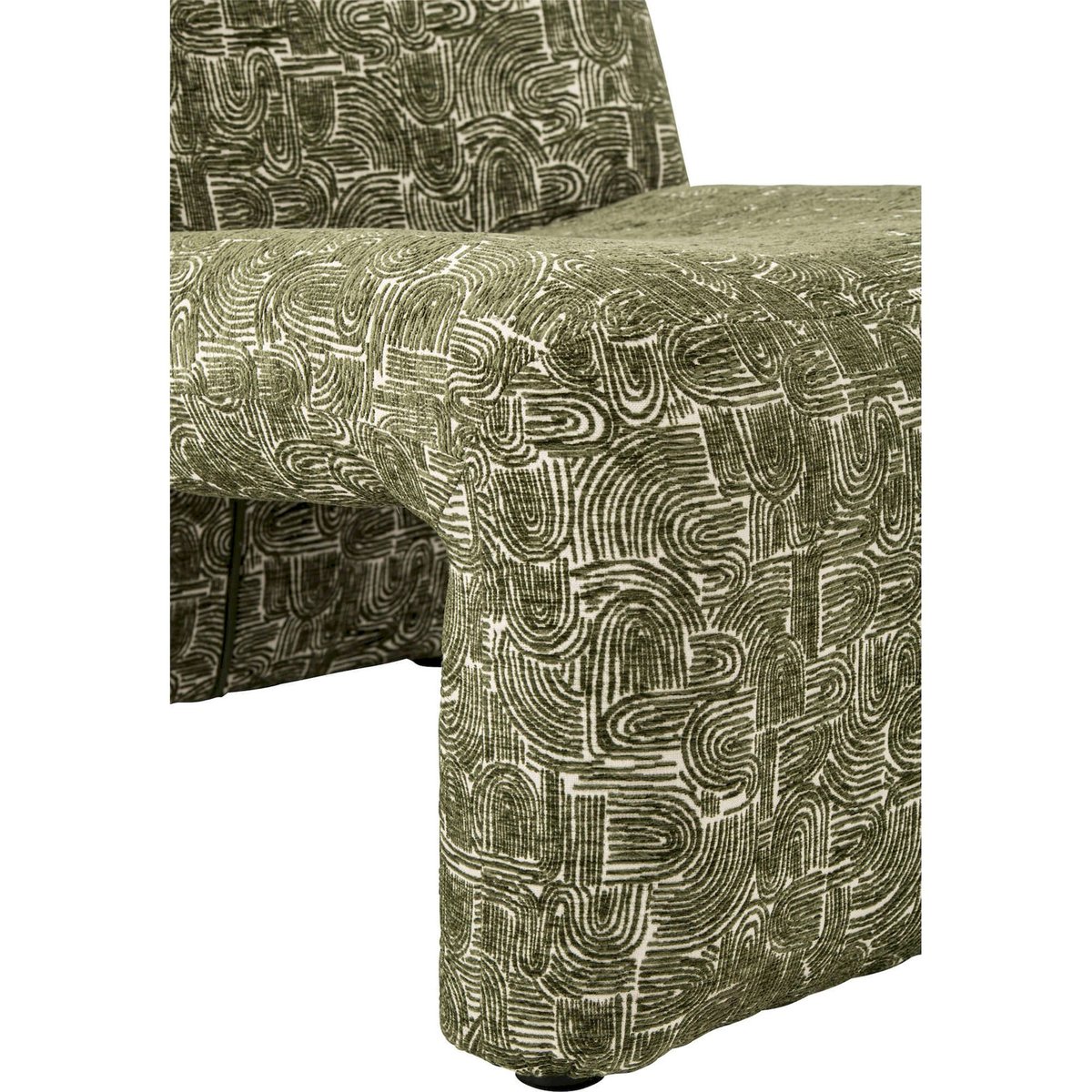 Chaise longue en tissu à motif graphique vert foncé, RECOLLECTION
