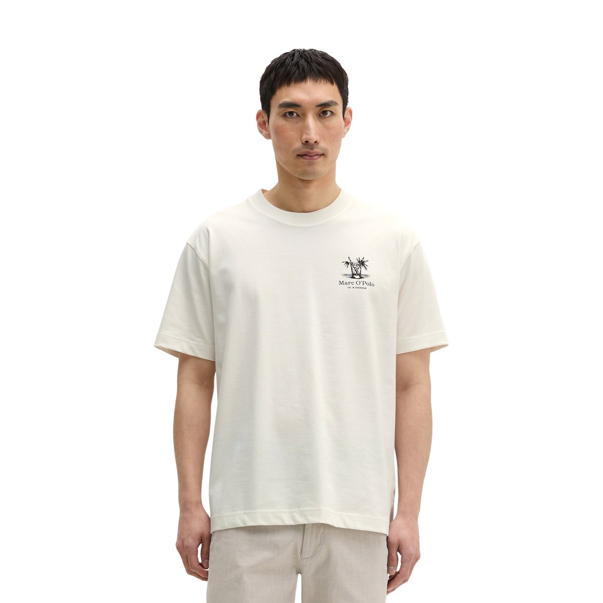 T-shirt loose avec un imprimé estival dans le dos blanc naturel, MARC O'POLO