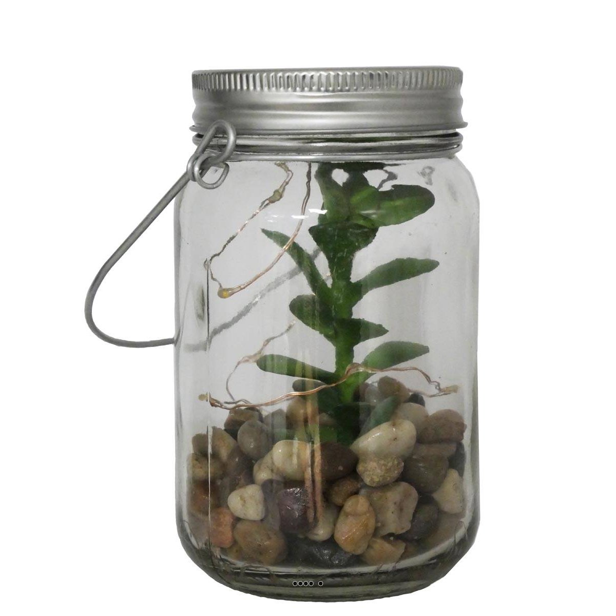 Plante grasse factice cactée en pot de verre vert aloe, ARTIFICIELLES