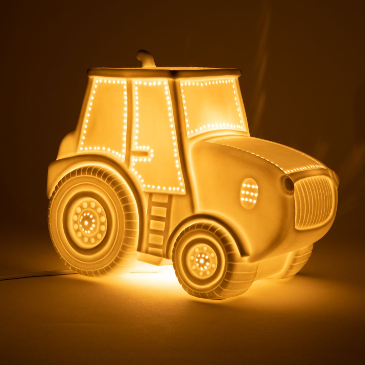 Lampe Tracteur  he en porcelaine 22 cm blanc, AMADEUS