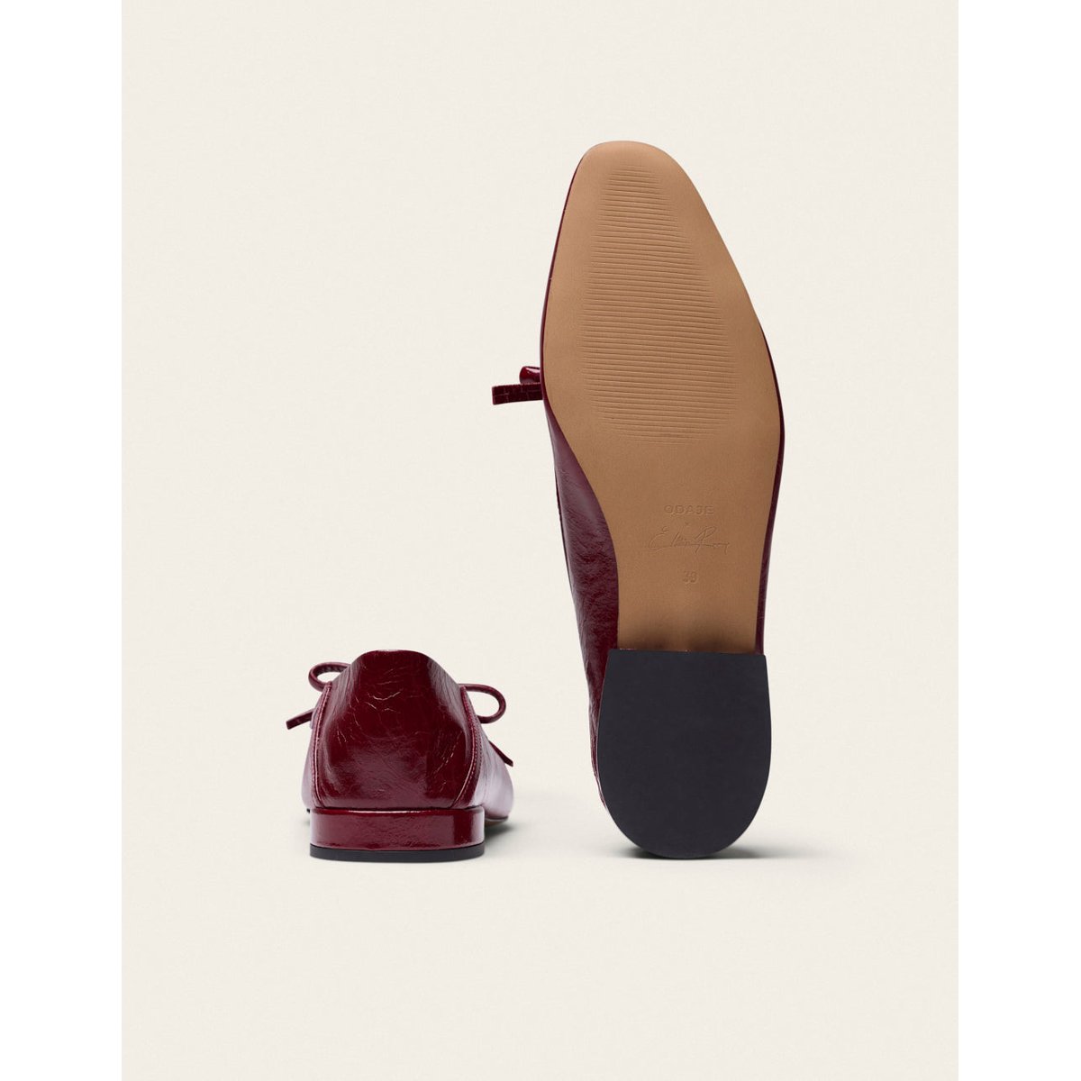 Ballerines ETEL cuir plissé bordeaux, ODAJE