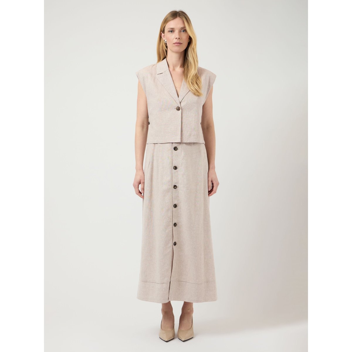 Jupe Longue gris - white pepper1, YAS