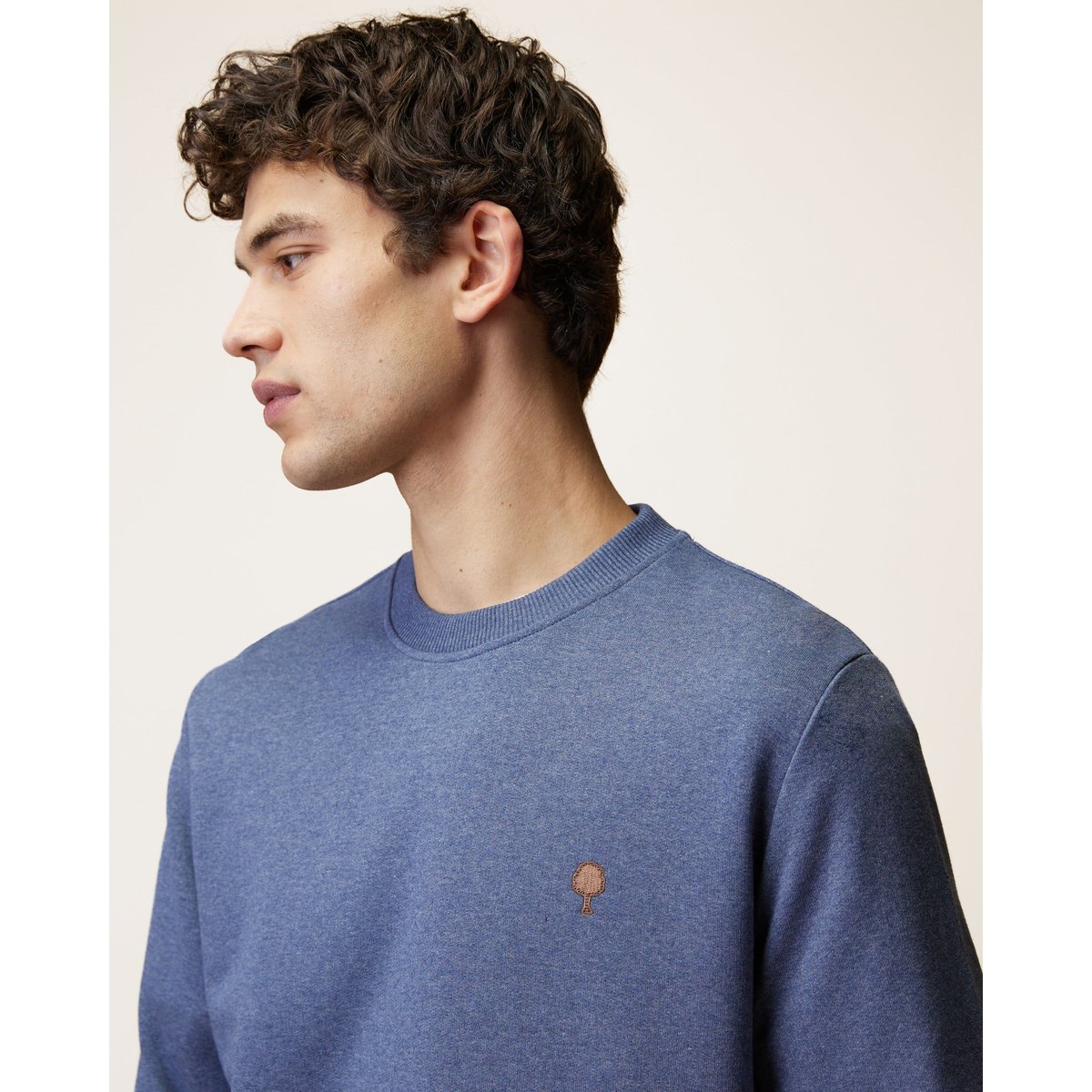 Sweat en molleton marine clair chiné, FAGUO