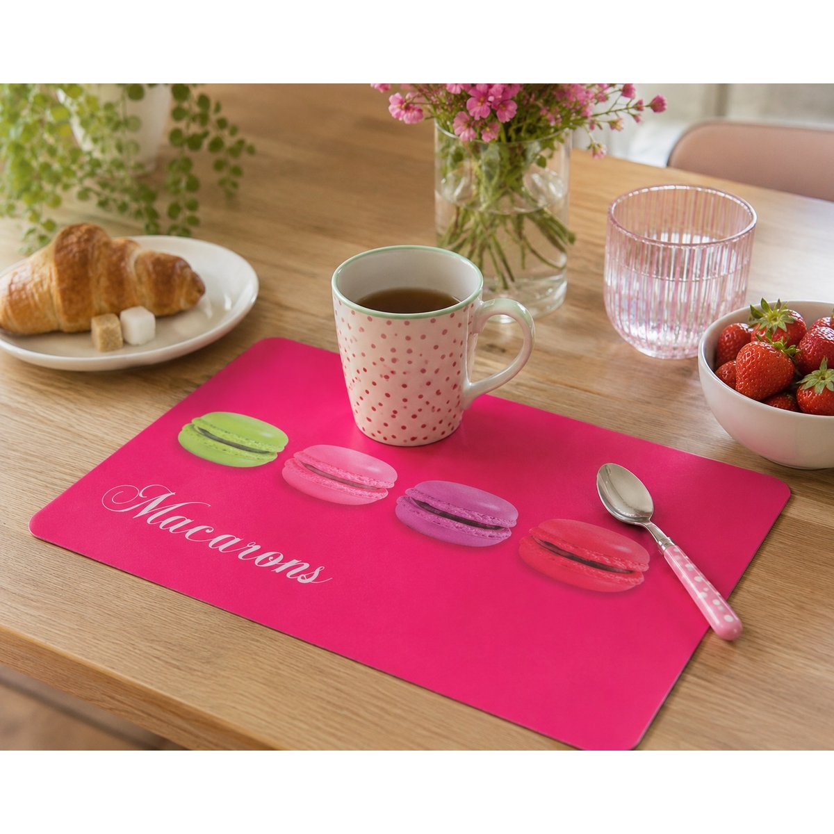 Set de table opaque macaron 28 x 44 cm rose, EDEN