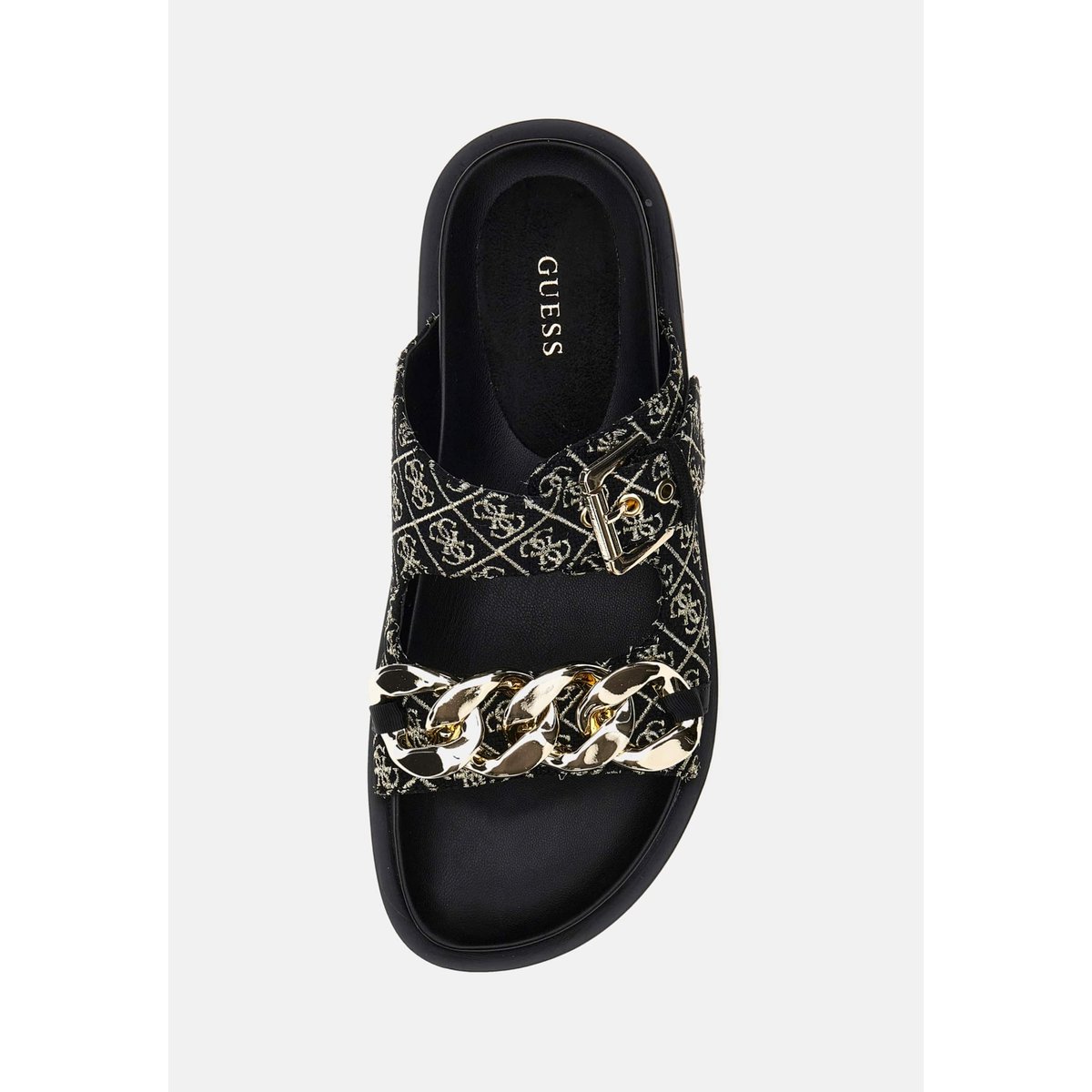 Claquettes Fatema Logo 4G noir multi, GUESS