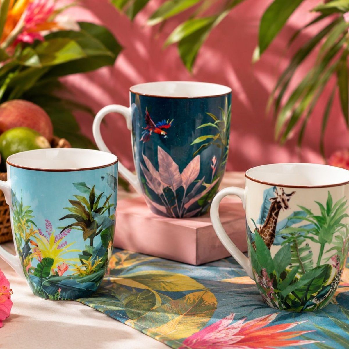Lot de 6 mugs, BORNEO multicolore, ARTIME