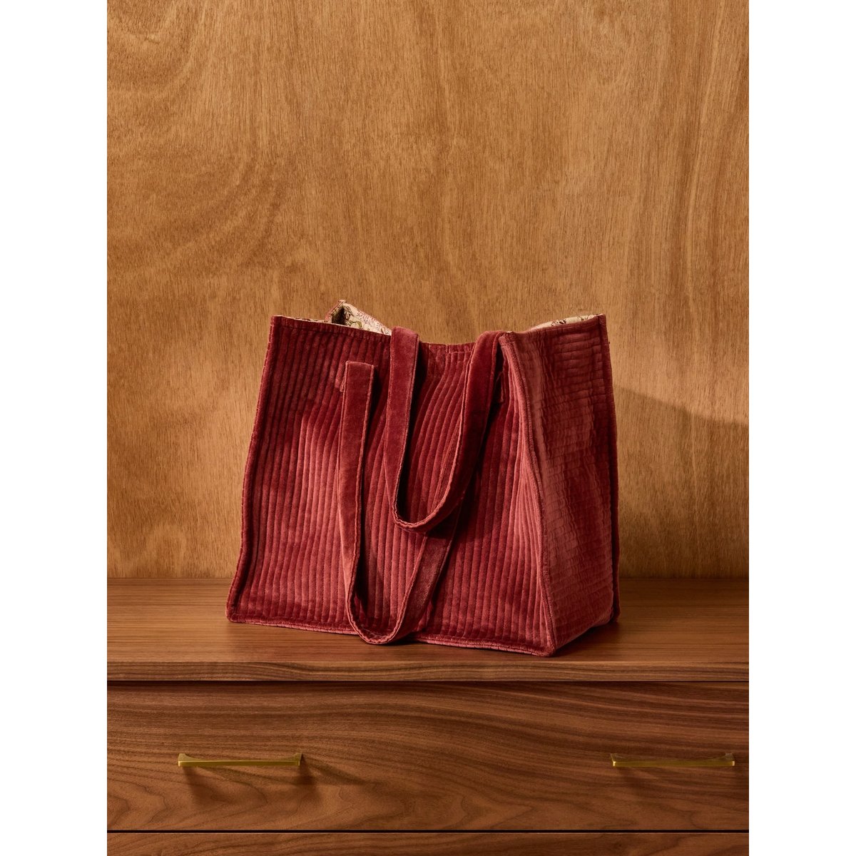 Sac cabas matelassé en velours côtelé imprimé penjab, CYRILLUS