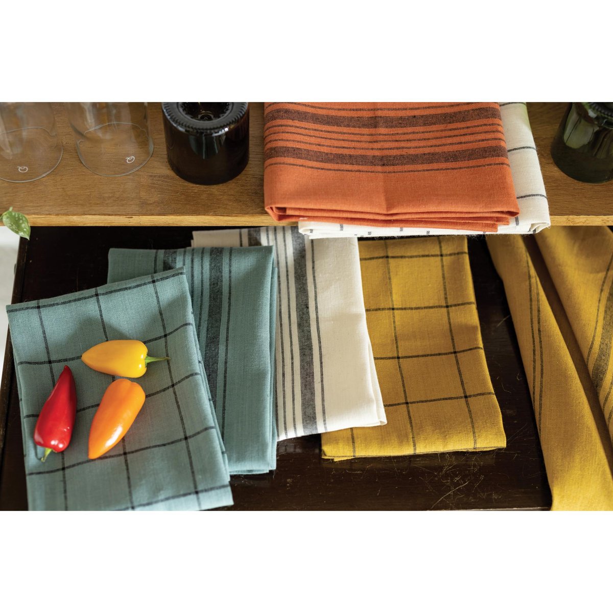 Torchon Metis Kilia rayures brique, WINKLER