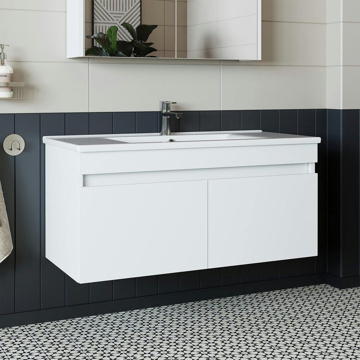 Meuble vasque 100 cm 2 portes AQUO blanc, PIER IMPORT