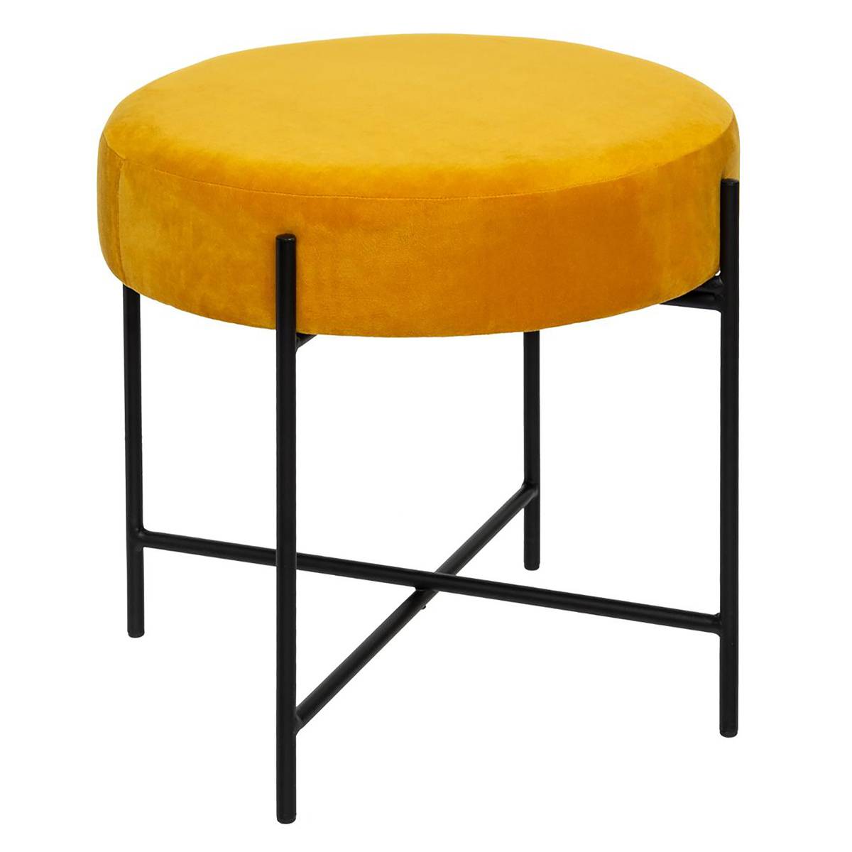 Tabouret en velours piètement métal ARTY jaune, ATMOSPHERA