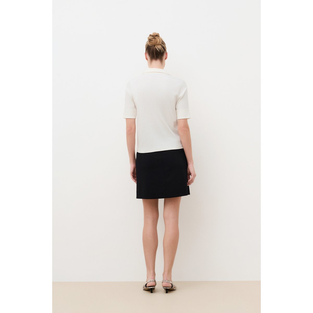 Tshirt coupe droite col chemise TMURCIA ecru, CAROLL