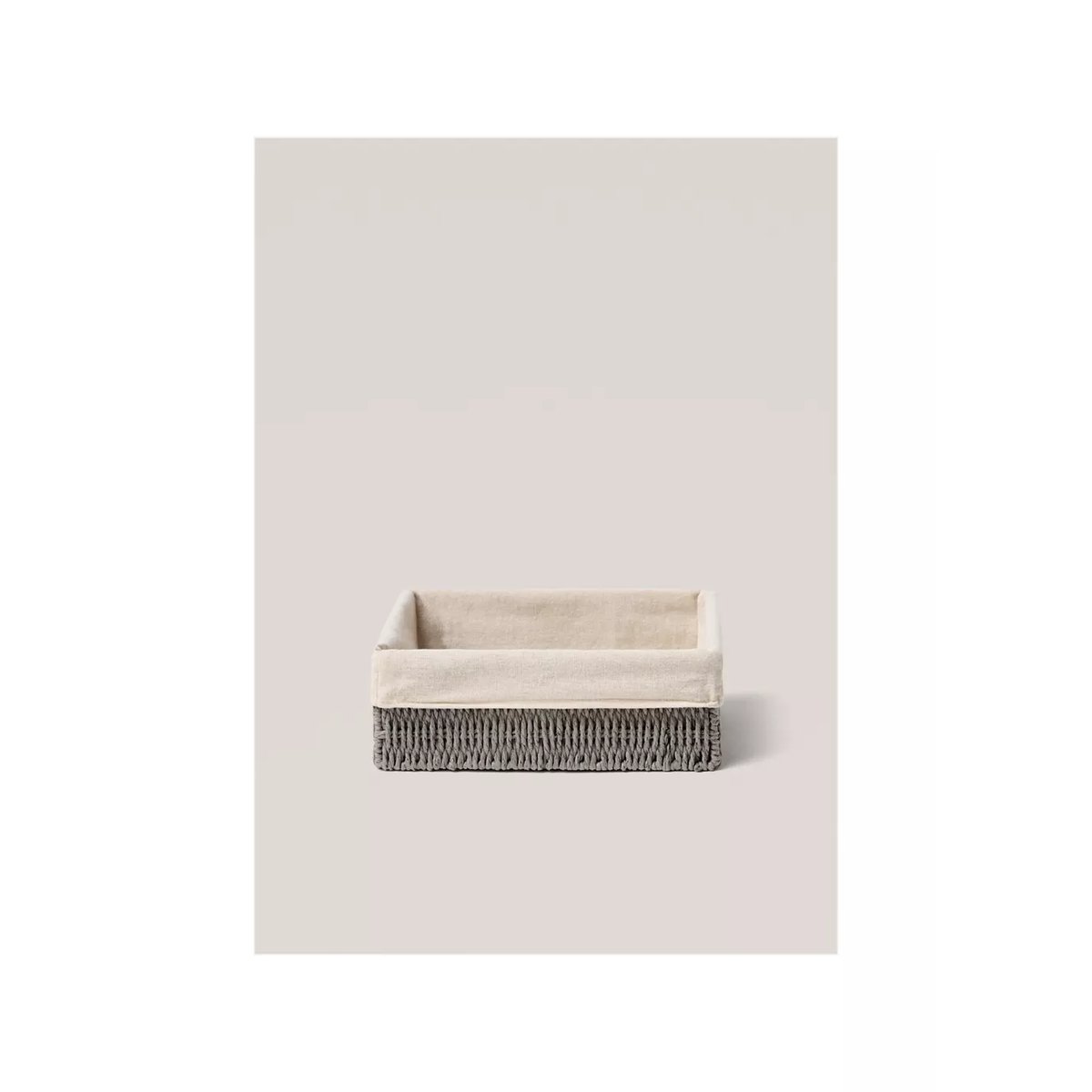 Panier moyen en papier rectangulaire gris, MANGO HOME