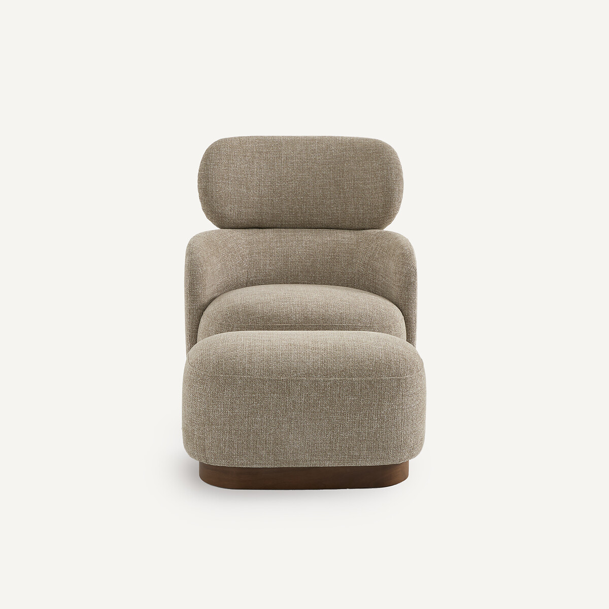 Sillón giratorio con reposapiés, en tela jaspeada y chapa de nogal, JESPER marrón glacé, AM.PM