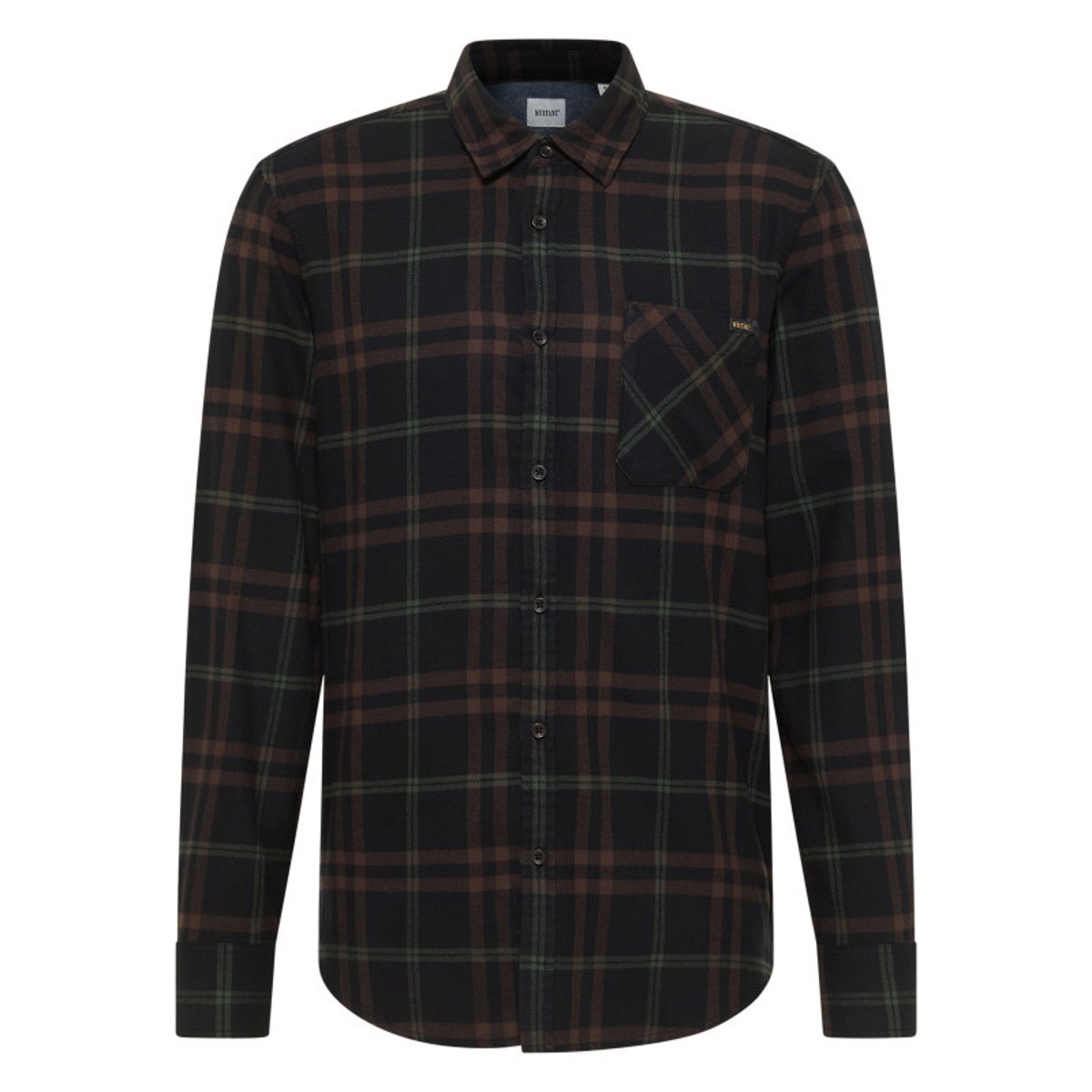 Chemise en coton marine camel et rouge à carreaux avec une coupe regular fit marron, MUSTANG