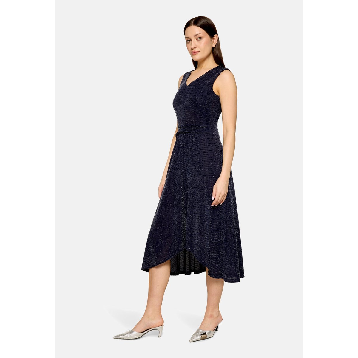 Robe de cocktail au look scintillant bleu foncé/gris, VERA MONT