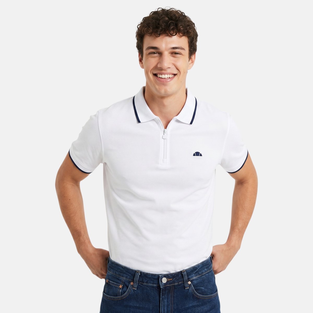 Polo manches courtes, col polo et patte boutonnée KIRT blanc, ELLESSE