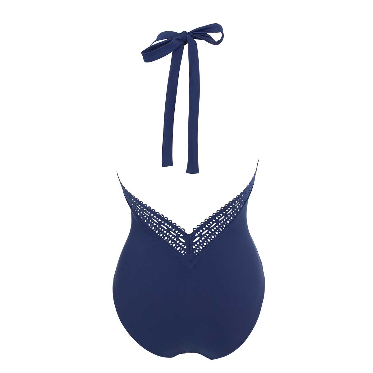 Maillot de bain 1 pièce tour de cou dentelle DARLING marine, JANINE ROBIN
