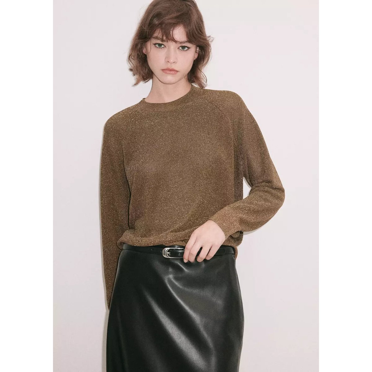 Pull-over fil textile or, MANGO