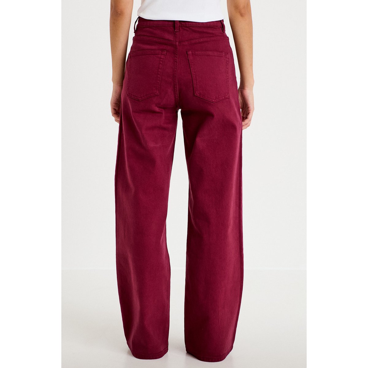 Jean wide leg taille haute bordeaux, CACHE CACHE
