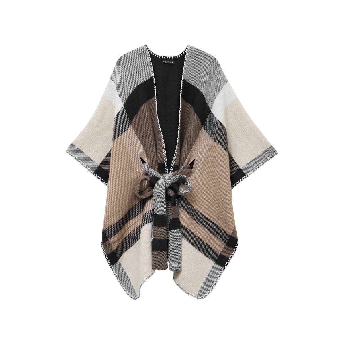 Poncho réversible ceinturé noir, BREAL