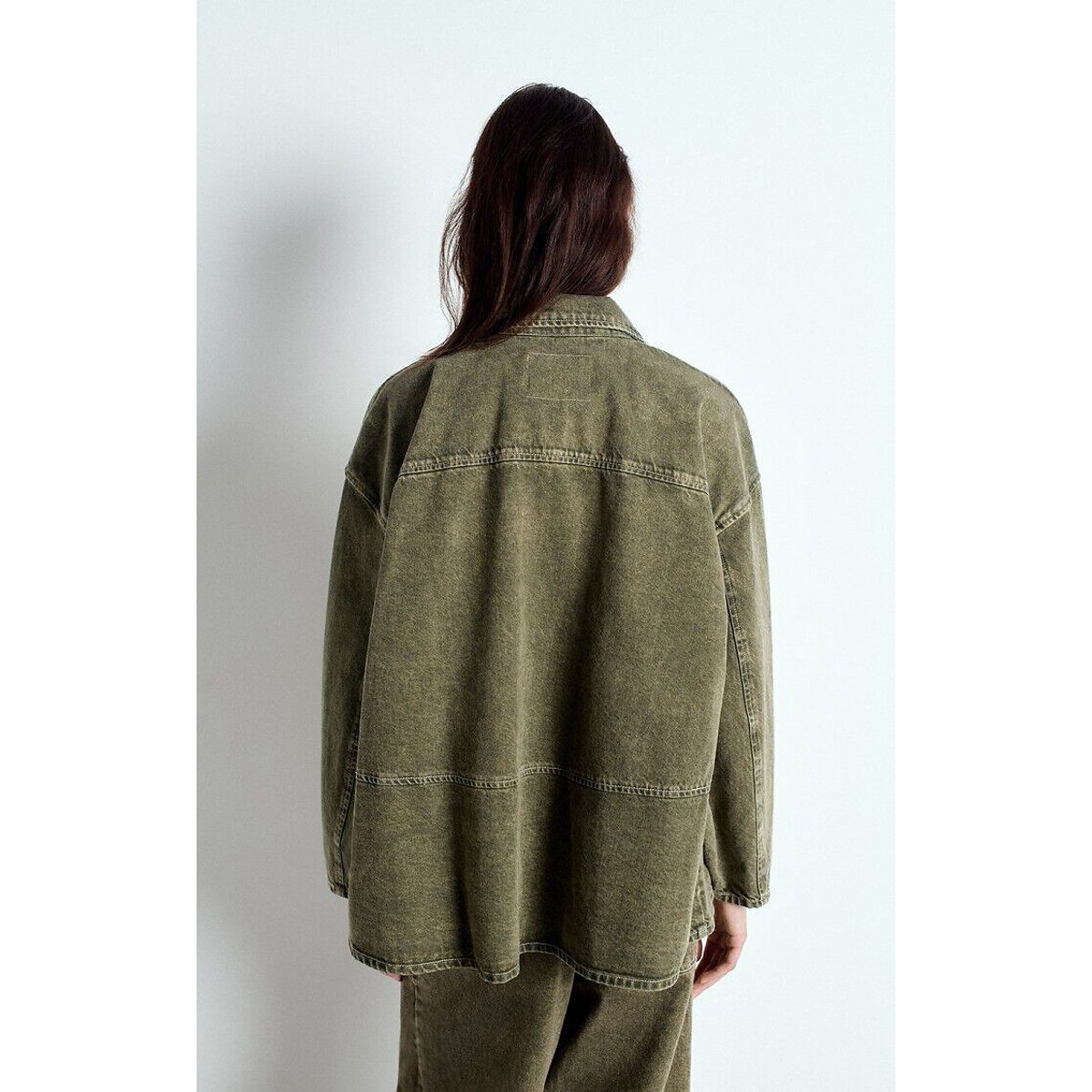 Uzatown Denim Oversize Jacket with Button Fastening olive, AMERICAN VINTAGE
