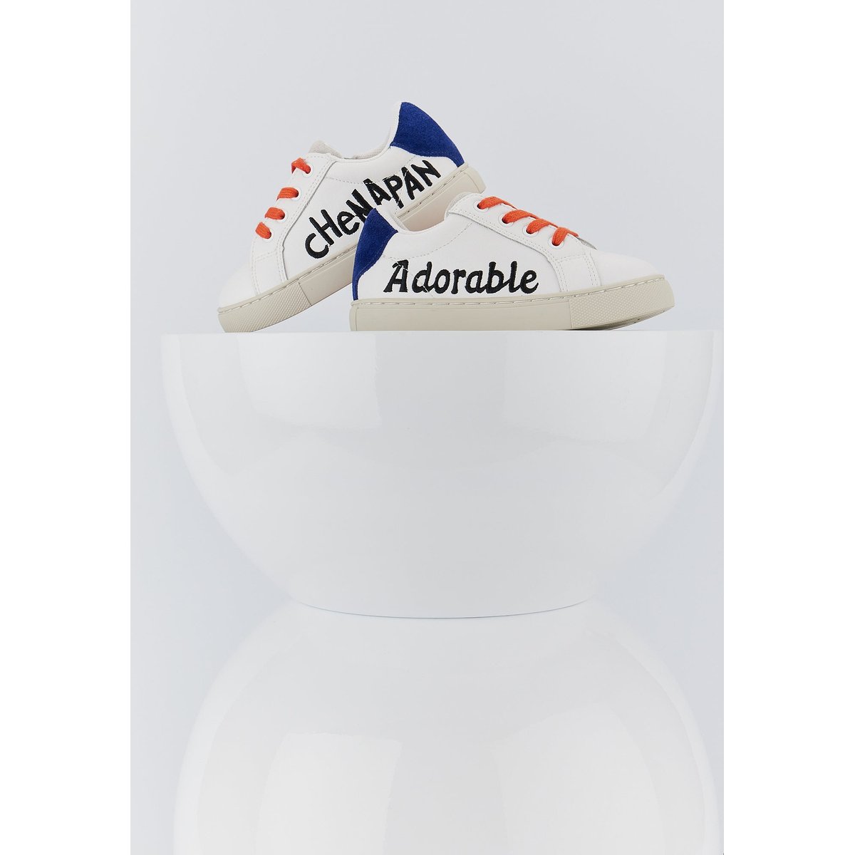 Baskets Enfant En Cuir Mini Simone Adorable Chenapan blanc, BONS BAISERS