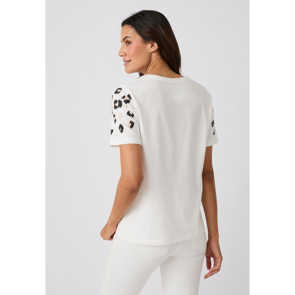 T-shirt imprimé reliefé blanc cassé, DAMART