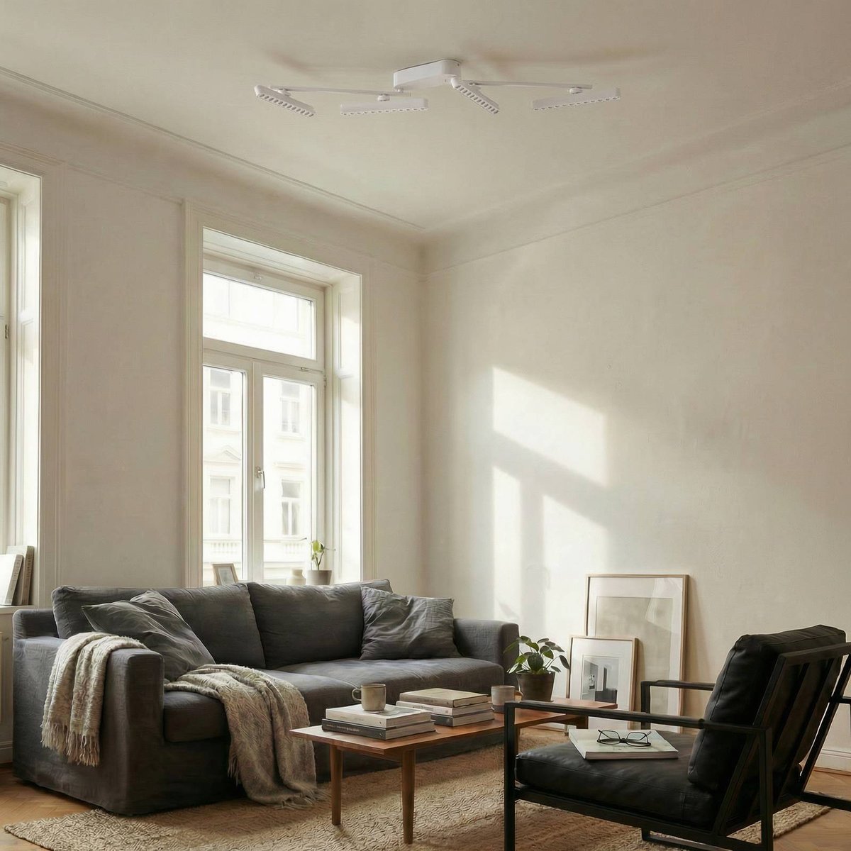 Plafonnier en métal moderneLED, Eldrin blanc, LINDBY