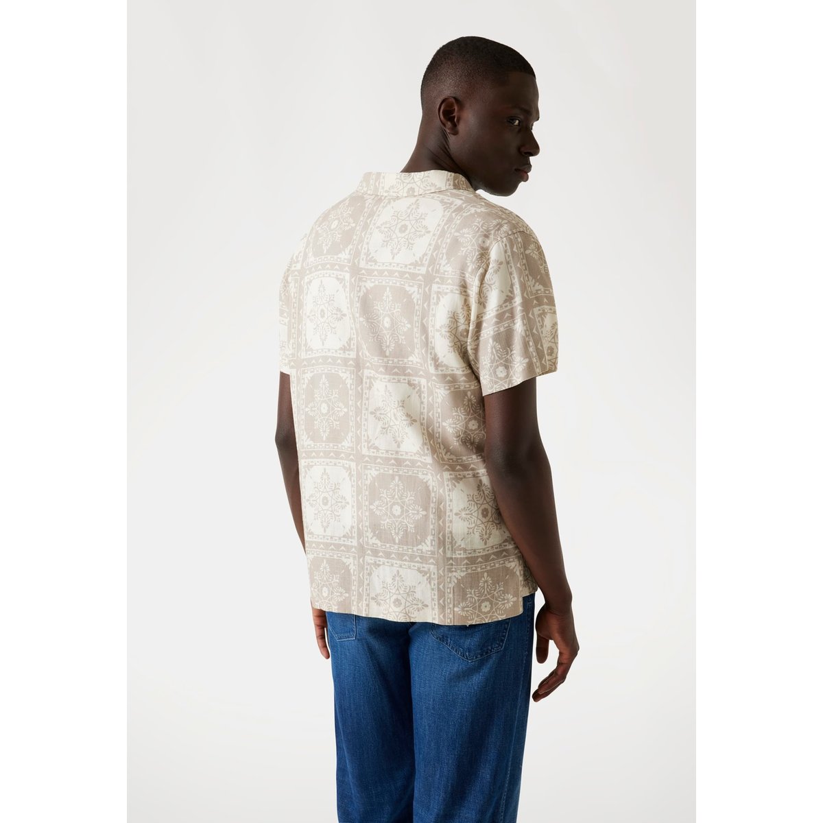 Chemise Lin Mélangé Imprimé marron multi, GUESS