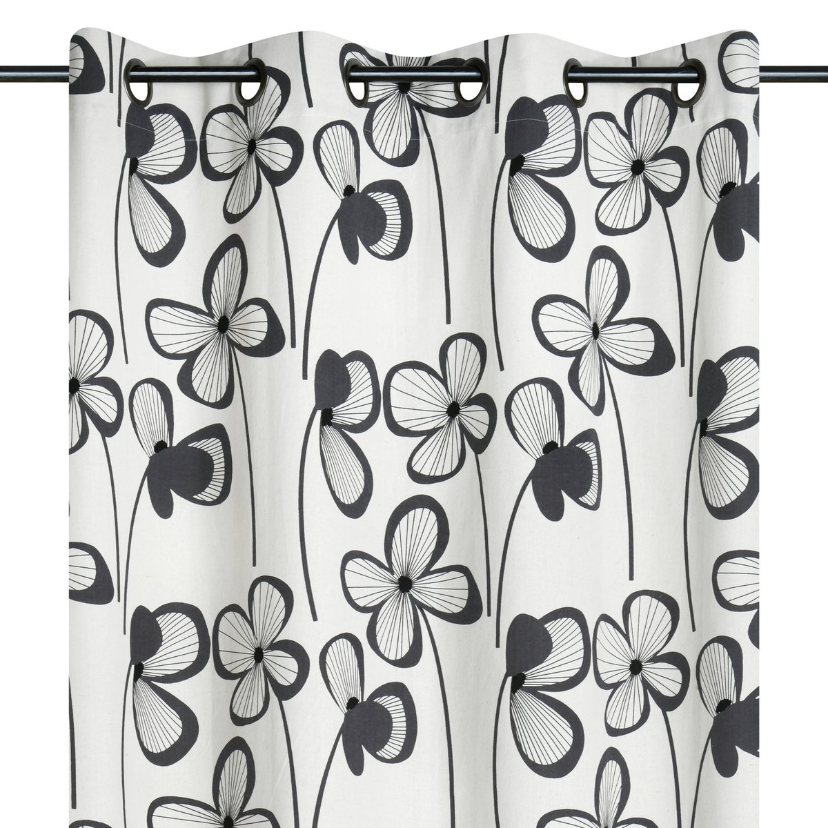Rideau floral graphique moderne ardoise, LOVELY CASA