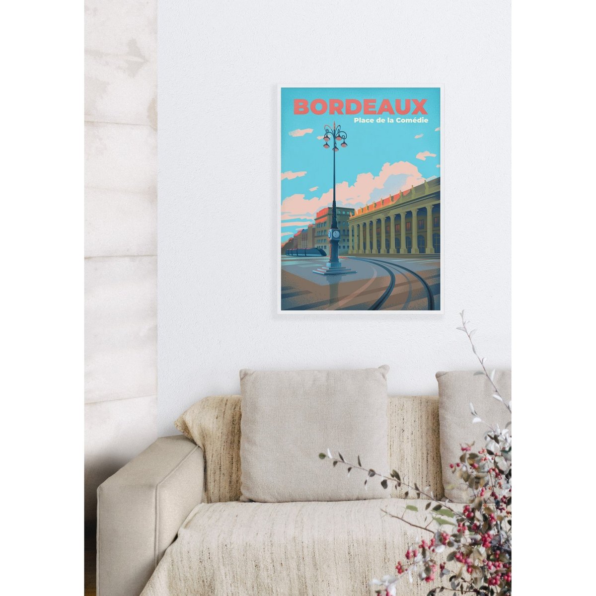 Affiche ville Bordeaux - Place de la Comédie blanc, L'AFFICHERIE