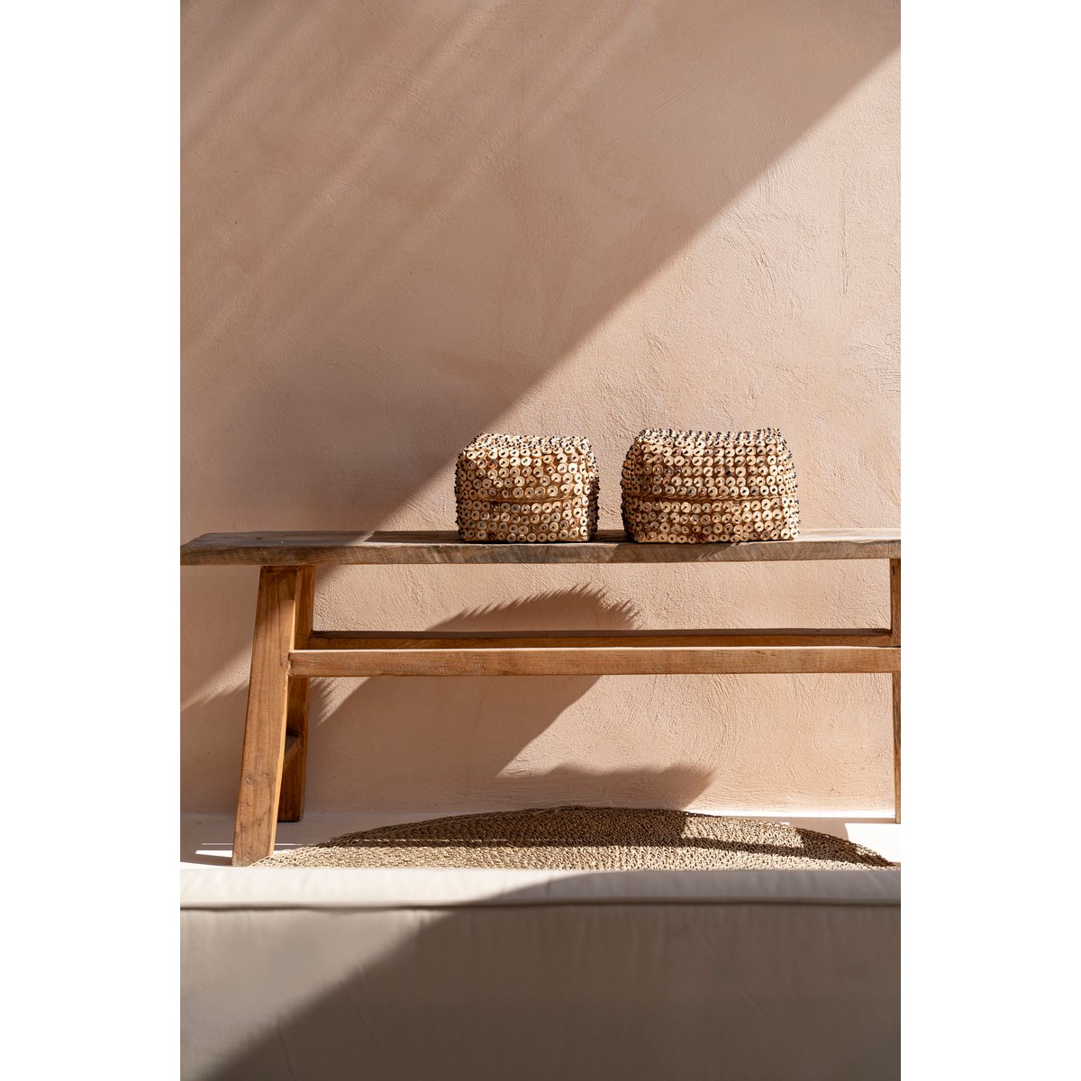 Panier en bambou et noix de coco COCONUT SHELL beige, BAZAR BIZAR