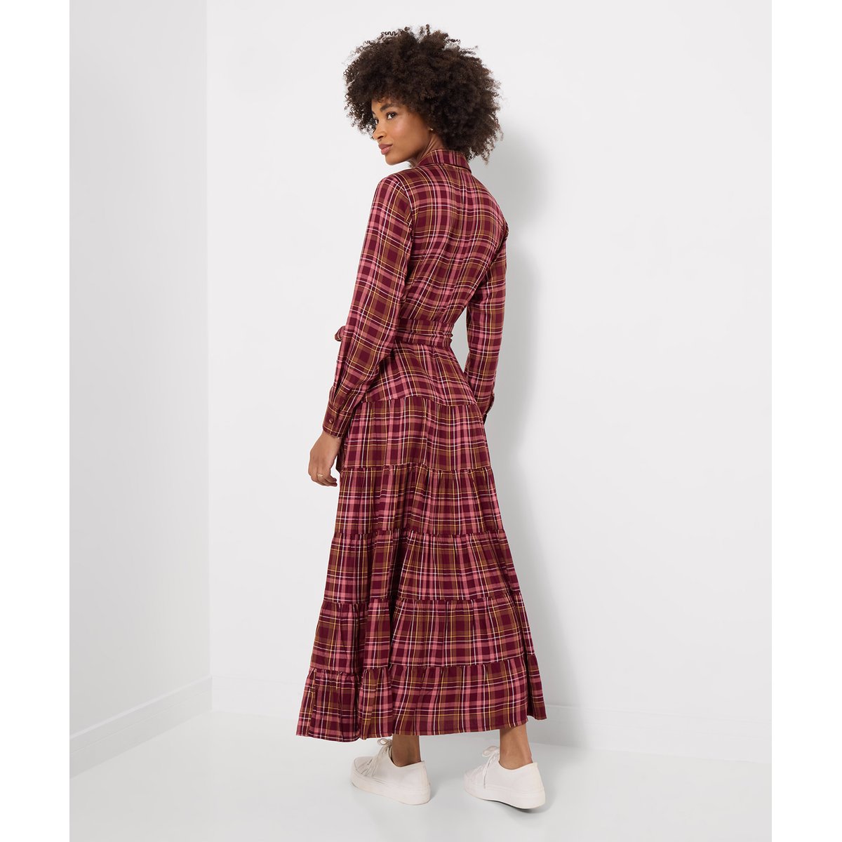 Robe Longue à Carreaux Boutonnée rouge, JOE BROWNS