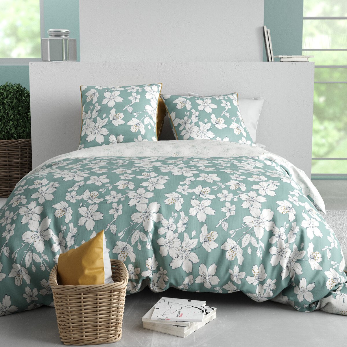 Parure housse de couette 100% coton 57 fils pia imprime, C DESIGN HOME TEXTILE