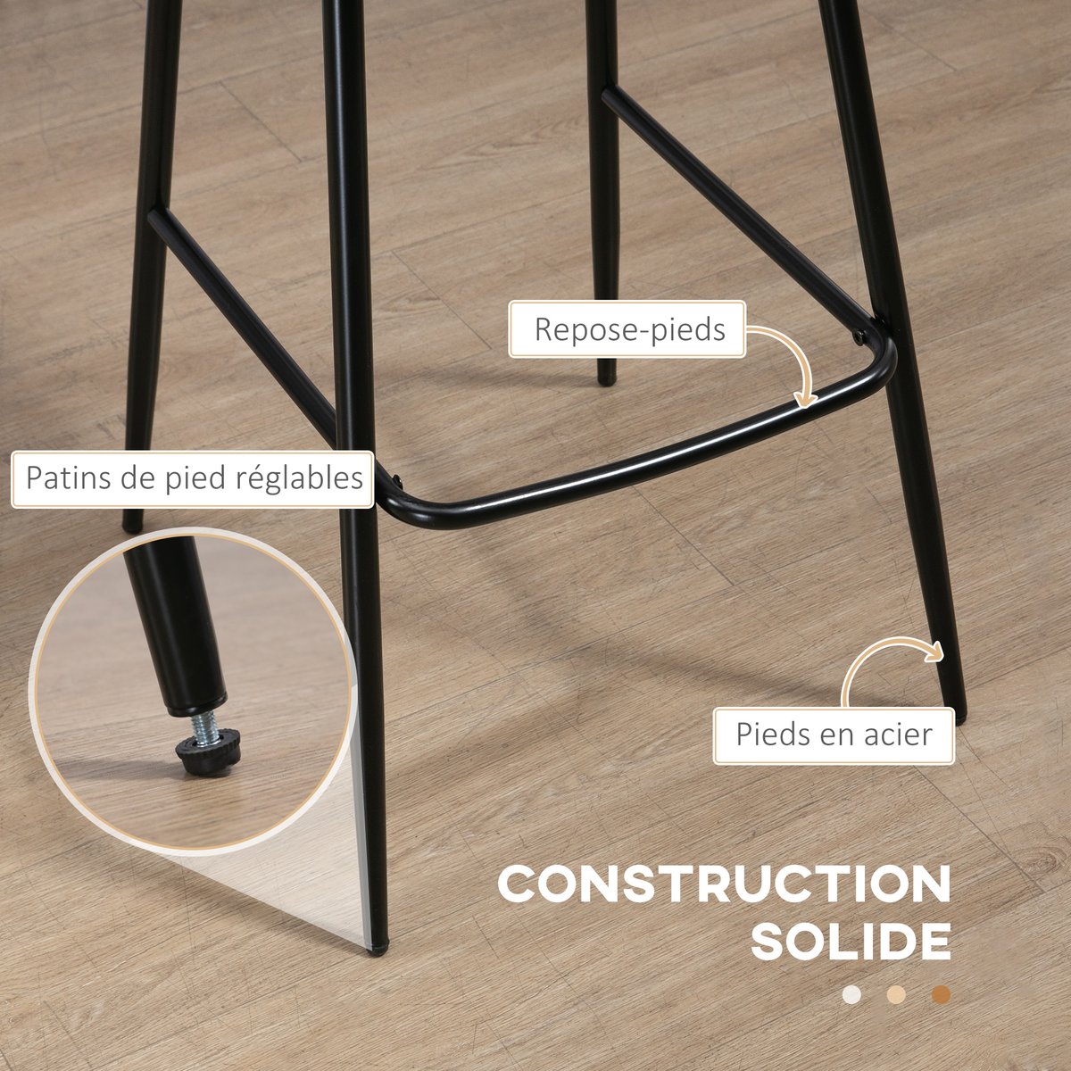 Tabouret de bar Similicuir Marron marron, noir, HOMCOM